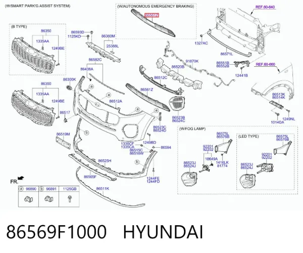 Kratka zderzaka przedniego dolna 86569F1000 Hyundai/Kia