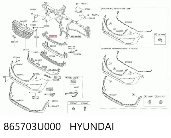 Wzmocnienie zderzaka przedniego 865703U000 Hyundai/Kia