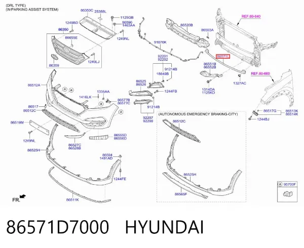 Wzmocnienie zderzaka przedniego 86571D7000 Hyundai/Kia