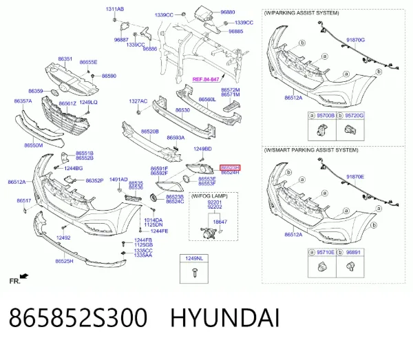 Kratka zderzaka przedniego lewa 865852S300 Hyundai/Kia