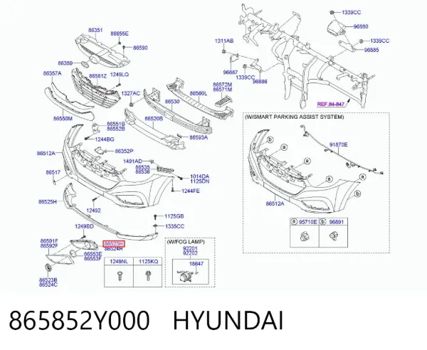 Kratka zderzaka przedniego lewa 865852Y000 Hyundai/Kia