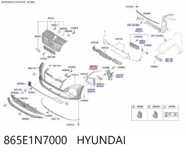 Wspornik zderzaka przedniego lewy 865E1N7000 Hyundai/Kia