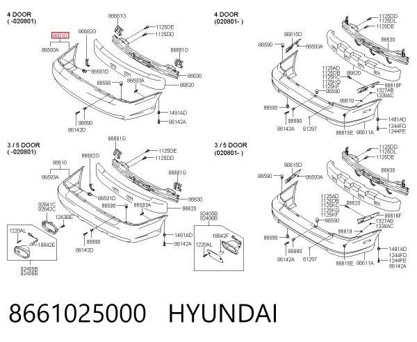 Zderzak tylny 8661025000 Hyundai/Kia