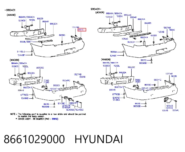 Zderzak tylny 8661029000 Hyundai/Kia