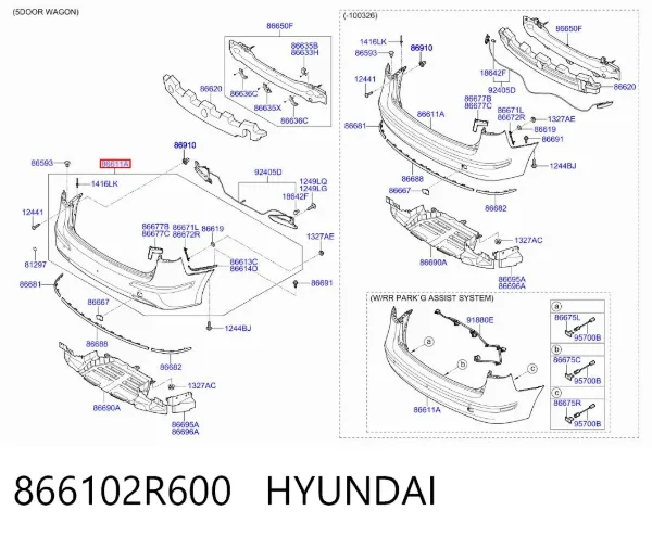 Zderzak tylny 866102R600 Hyundai/Kia