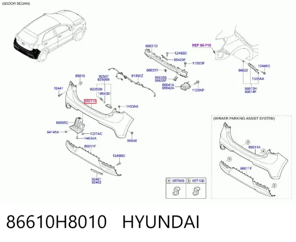 Zderzak tylny 86610H8010 Hyundai/Kia