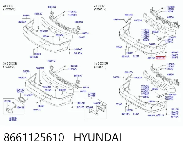 Zderzak tylny 8661125610 Hyundai/Kia