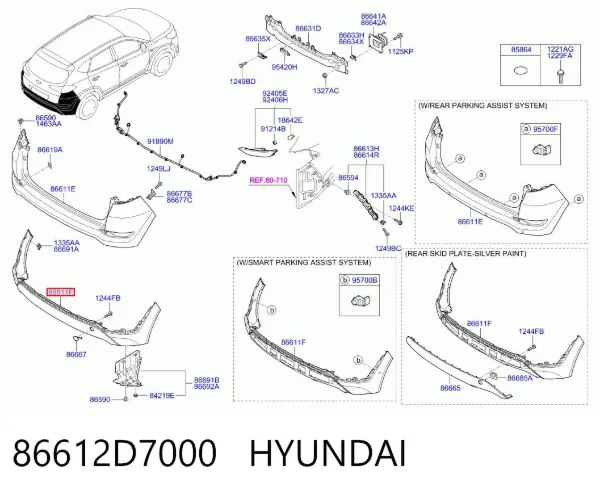 Zderzak tylny, dolna część 86612D7000 Hyundai/Kia