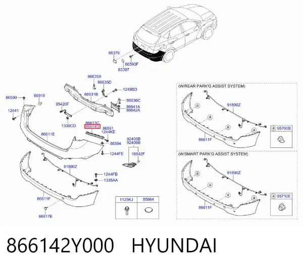 Wspornik zderzaka tylnego prawy 866142Y000 Hyundai/Kia