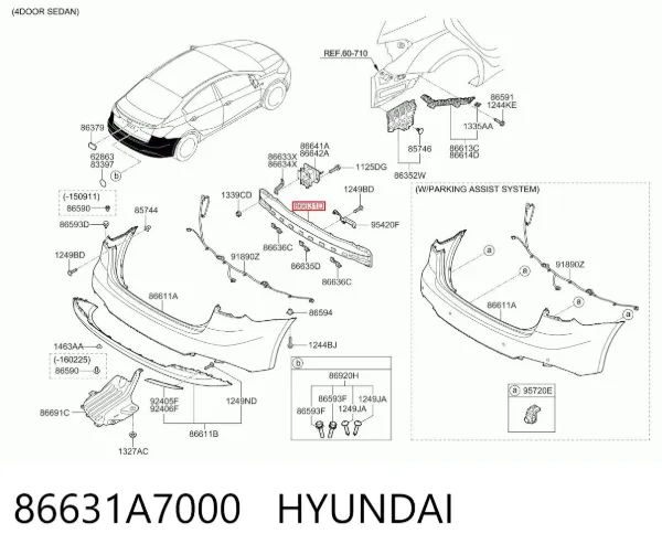 Wzmocnienie zderzaka tylnego 86631A7000 Hyundai/Kia