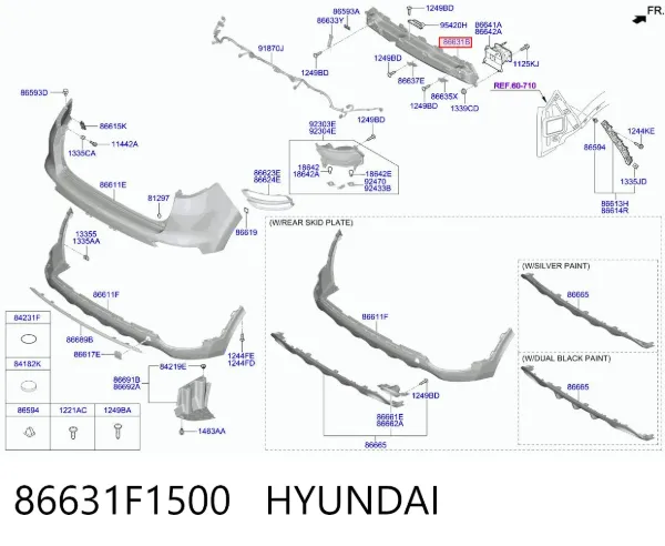Wzmocnienie zderzaka tylnego 86631F1500 Hyundai/Kia