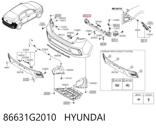 Wzmocnienie zderzaka tylnego 86631G2010 Hyundai/Kia