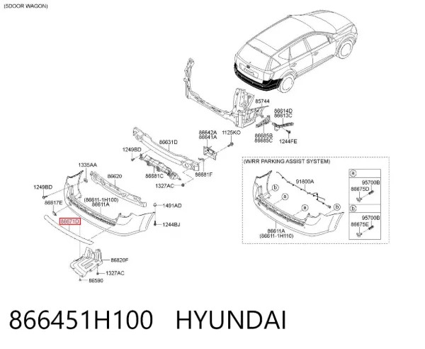 Nakładka na zderzak tylny 866451H100 Hyundai/Kia