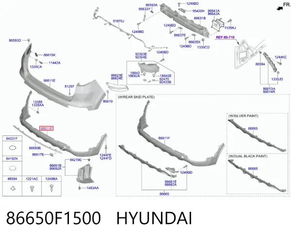 Zderzak tylny, dolna część 86650F1500 Hyundai/Kia