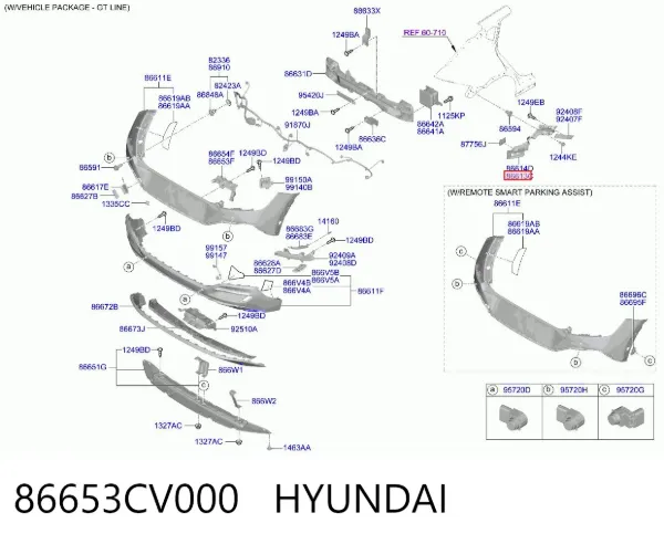 Wspornik zderzaka tylnego lewy 86653CV000 Hyundai/Kia