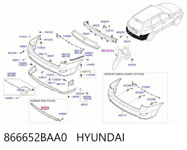 Osłona tylnego zderzaka 866652BAA0 Hyundai/Kia