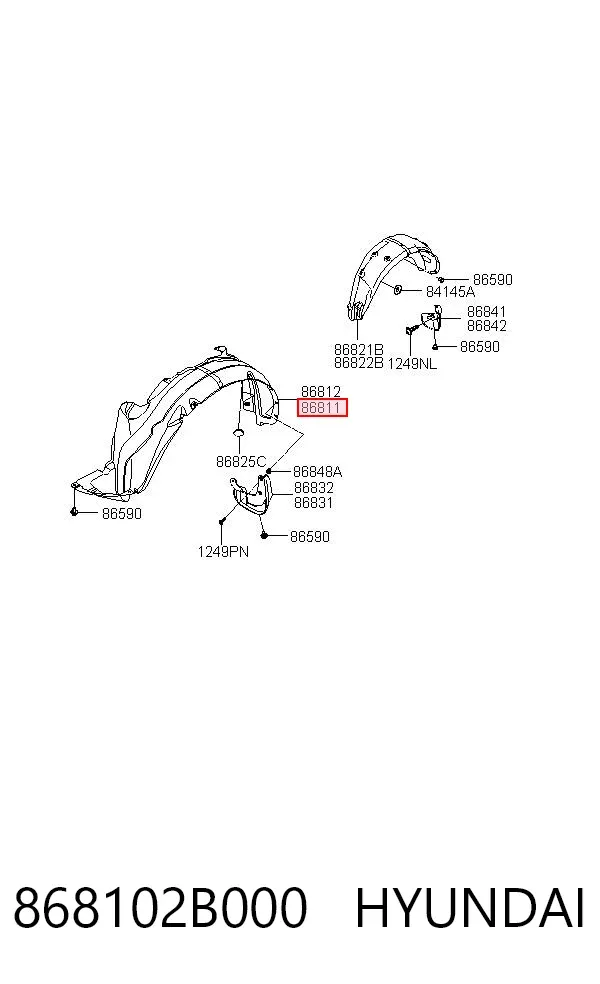 Nadkole błotnika przedniego lewe 868102B000 Hyundai/Kia