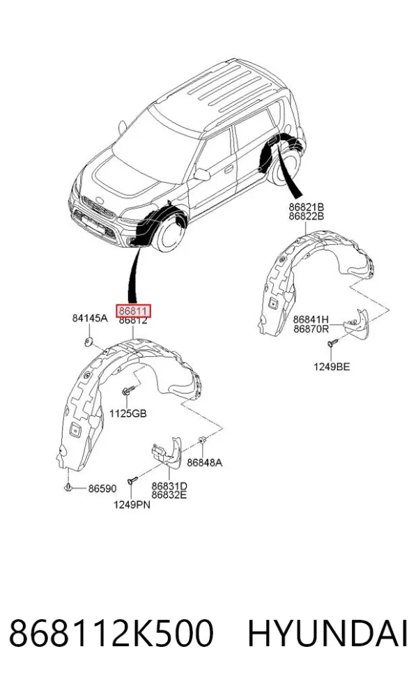 Nadkole błotnika przedniego lewe 868112K500 Hyundai/Kia