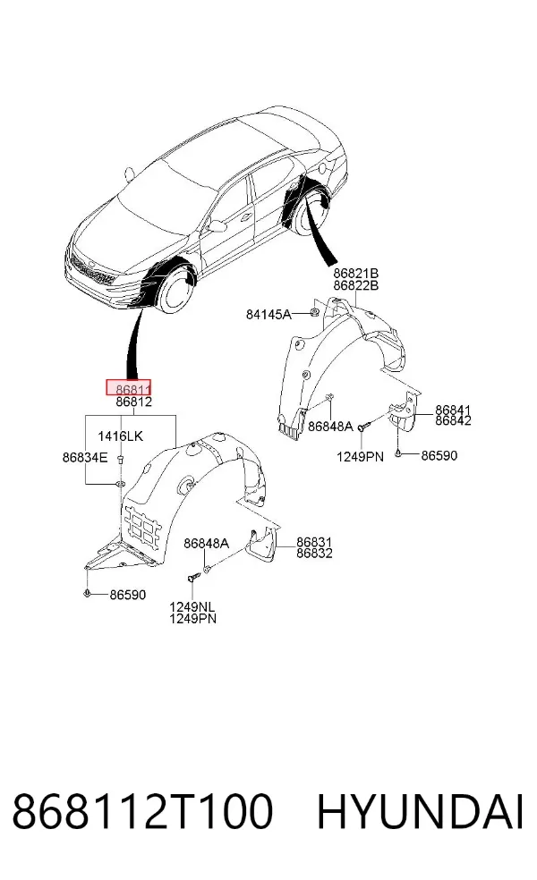 Nadkole błotnika przedniego lewe 868112T100 Hyundai/Kia