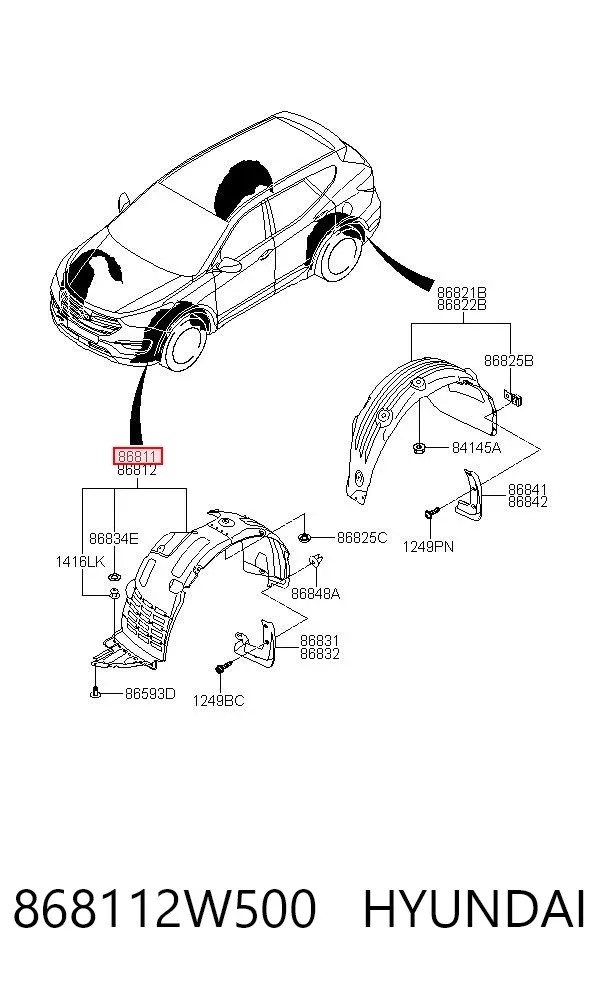 Nadkole błotnika przedniego lewe 868112W500 Hyundai/Kia