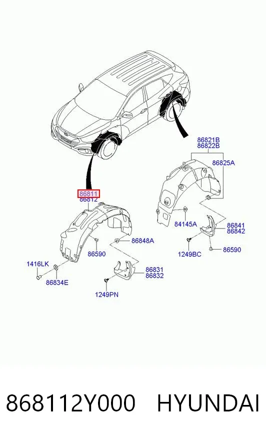 Nadkole błotnika przedniego lewe 868112Y000 Hyundai/Kia
