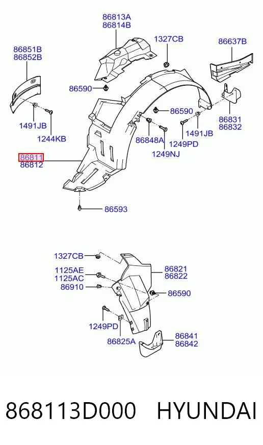 Nadkole błotnika przedniego lewe 868113D000 Hyundai/Kia