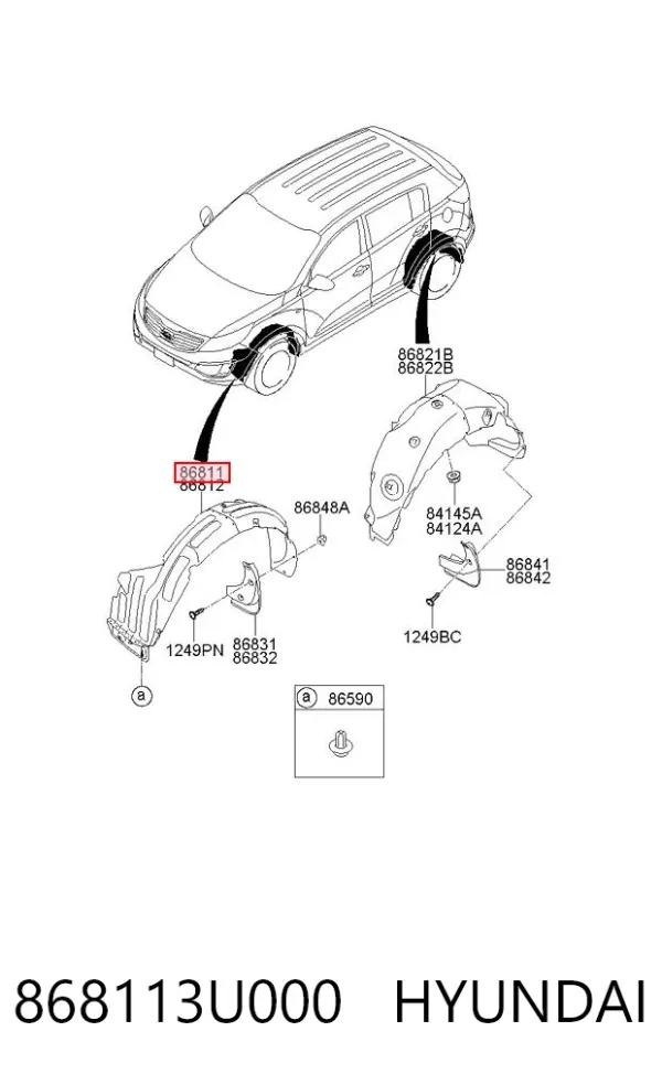 Nadkole błotnika przedniego lewe przednie 868113U000 Hyundai/Kia