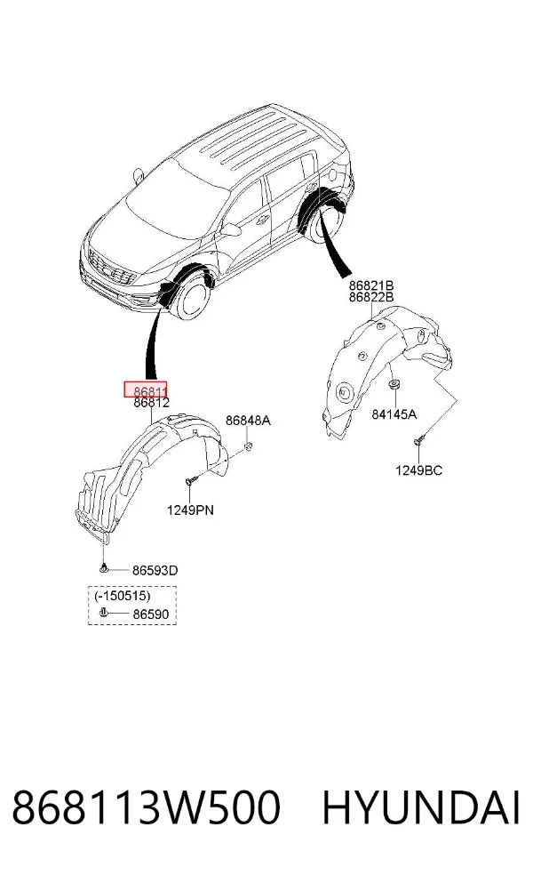 Nadkole błotnika przedniego lewe 868113W500 Hyundai/Kia
