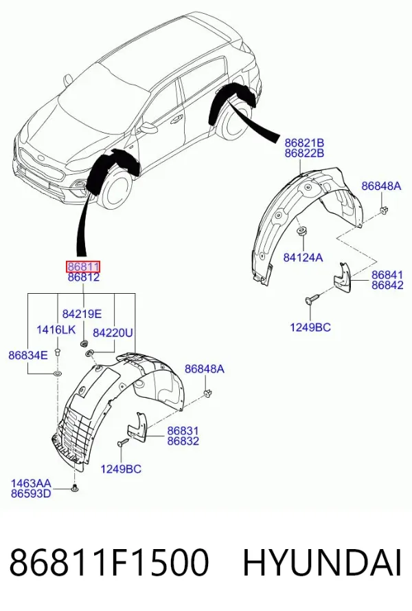 Nadkole błotnika przedniego lewe 86811F1500 Hyundai/Kia