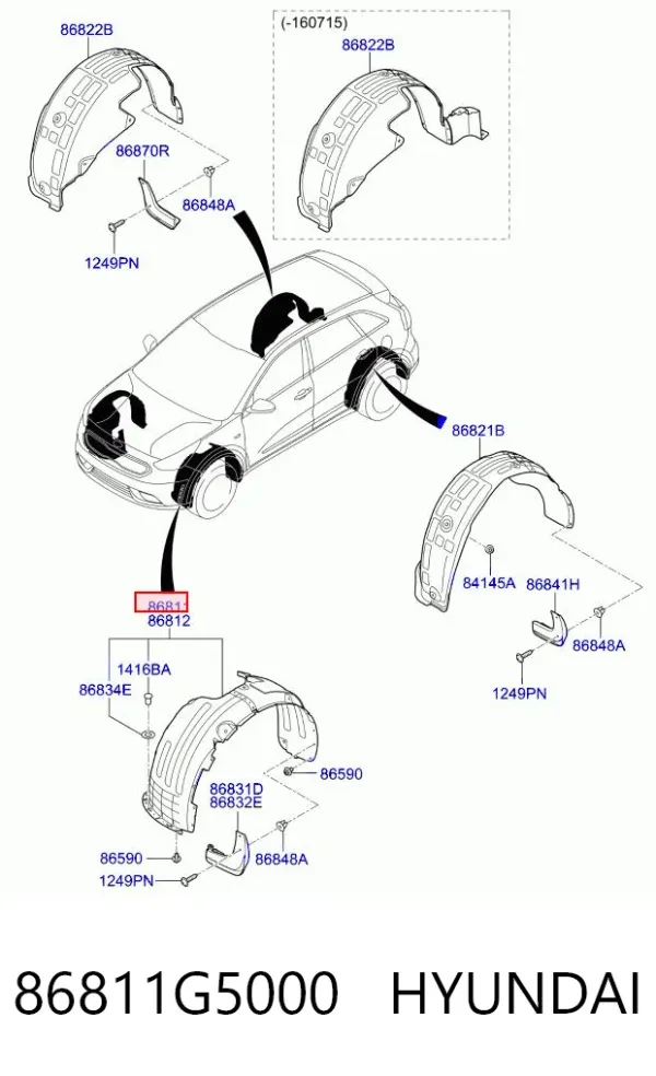Nadkole błotnika przedniego lewe 86811G5000 Hyundai/Kia