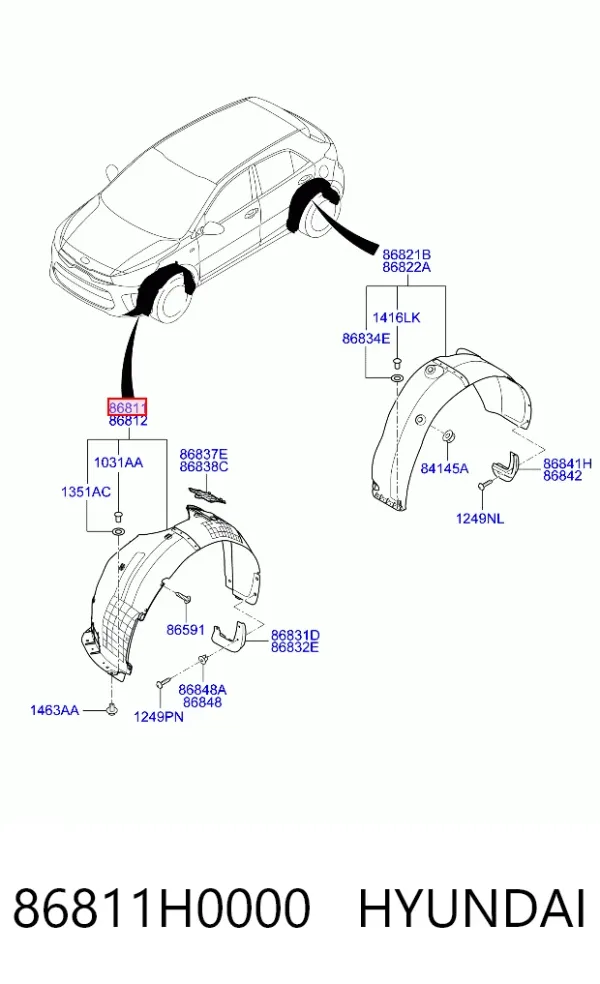 Nadkole błotnika przedniego lewe 86811H0000 Hyundai/Kia