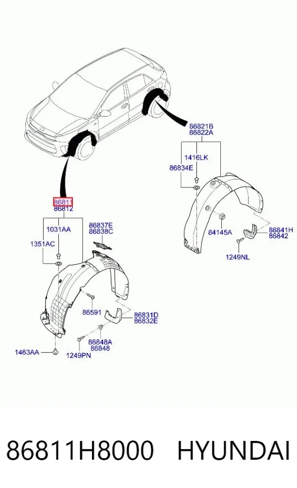 Nadkole błotnika przedniego lewe 86811H8000 Hyundai/Kia