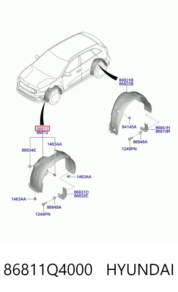 Nadkole błotnika przedniego lewe 86811Q4000 Hyundai/Kia
