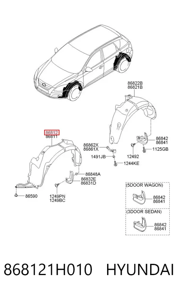 Nadkole błotnika przedniego prawe 868121H010 Hyundai/Kia