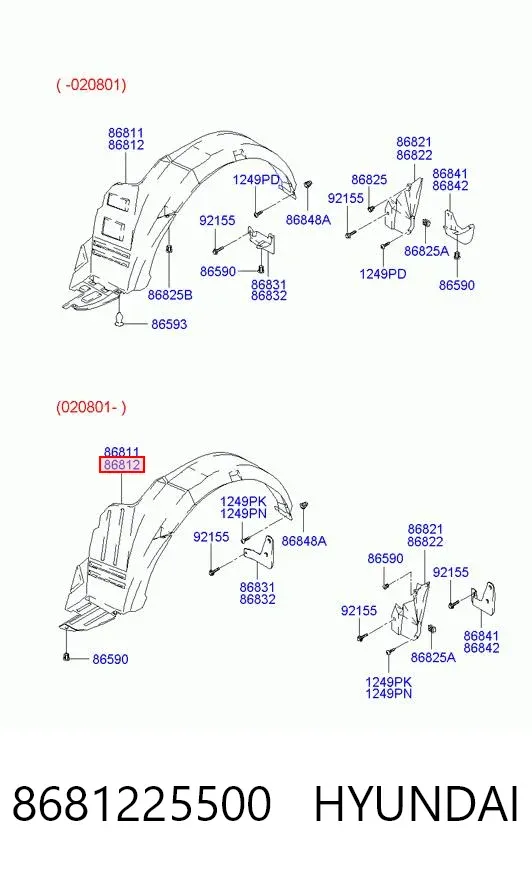 Nadkole błotnika przedniego prawe Hyundai Accent II