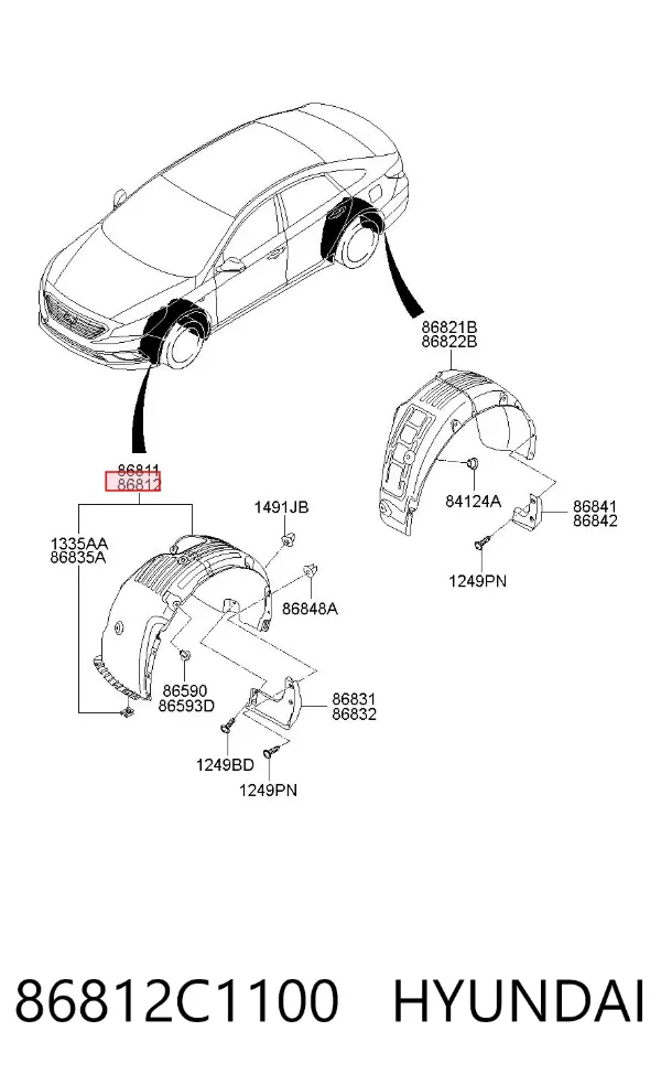 Nadkole błotnika przedniego prawe 86812C1100 Hyundai/Kia