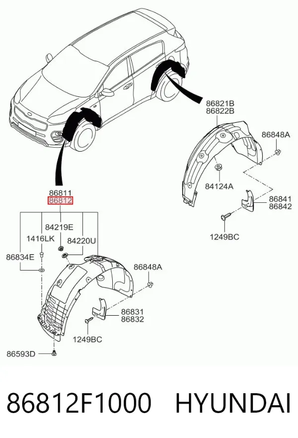 Nadkole błotnika przedniego prawe 86812F1000 Hyundai/Kia