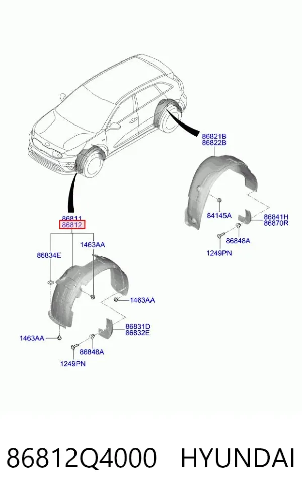 Nadkole błotnika przedniego prawe 86812Q4000 Hyundai/Kia