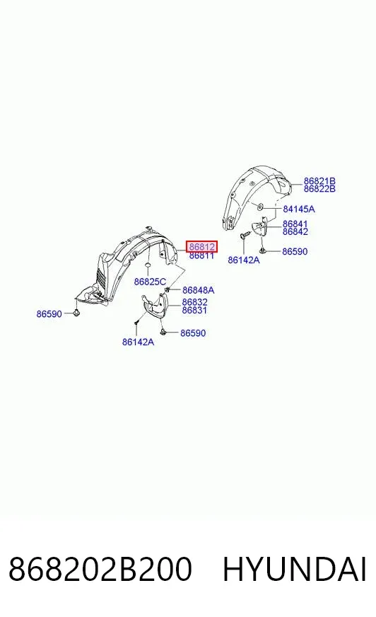 Nadkole błotnika przedniego prawe 868202B200 Hyundai/Kia