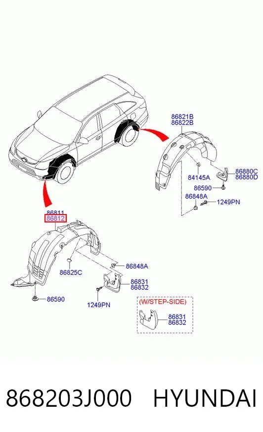 Nadkole błotnika przedniego prawe Hyundai Veracruz 