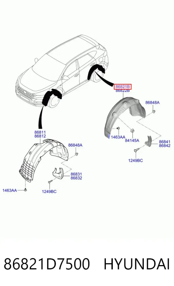 Nadkole błotnika tylnego lewe 86821D7500 Hyundai/Kia