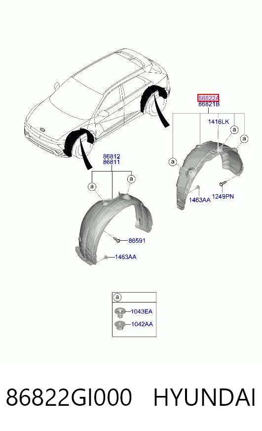 Nadkole błotnika tylnego prawe 86822GI000 Hyundai/Kia
