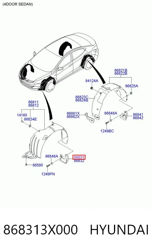 Chlapacz przedni lewy 868313X000 Hyundai/Kia