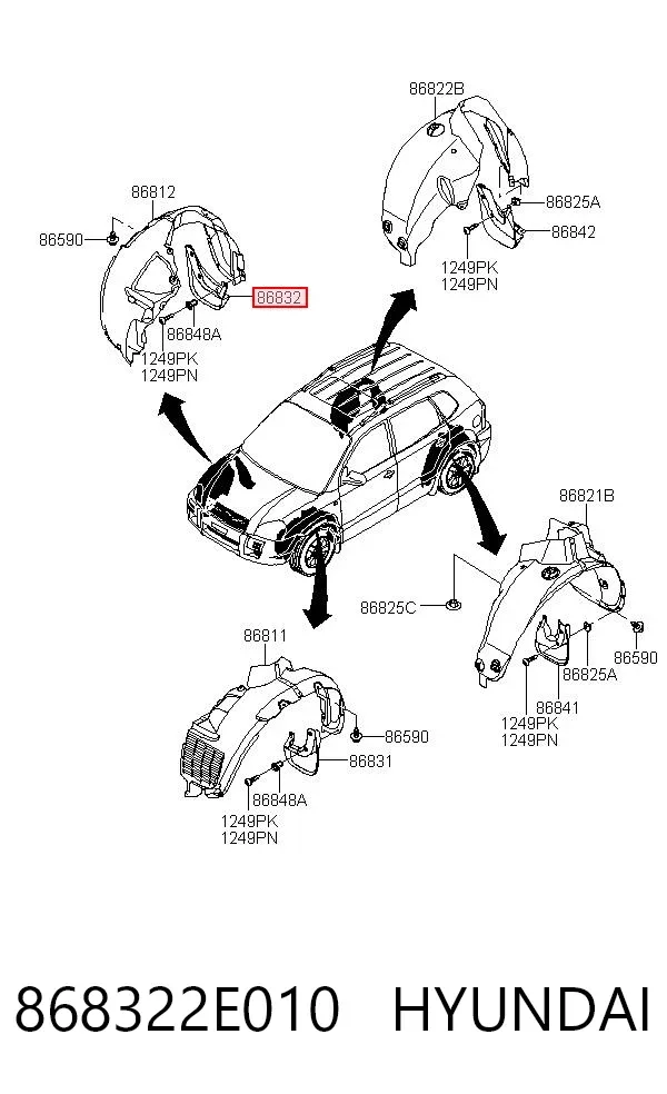 Chlapacz przedni prawy 868322E010 Hyundai/Kia