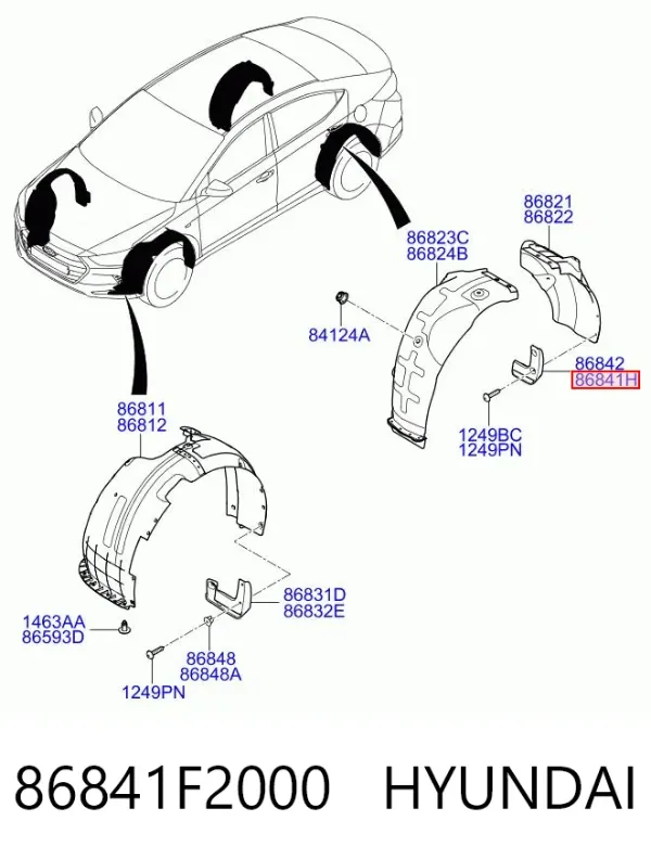 Chlapacz tylny lewy 86841F2000 Hyundai/Kia