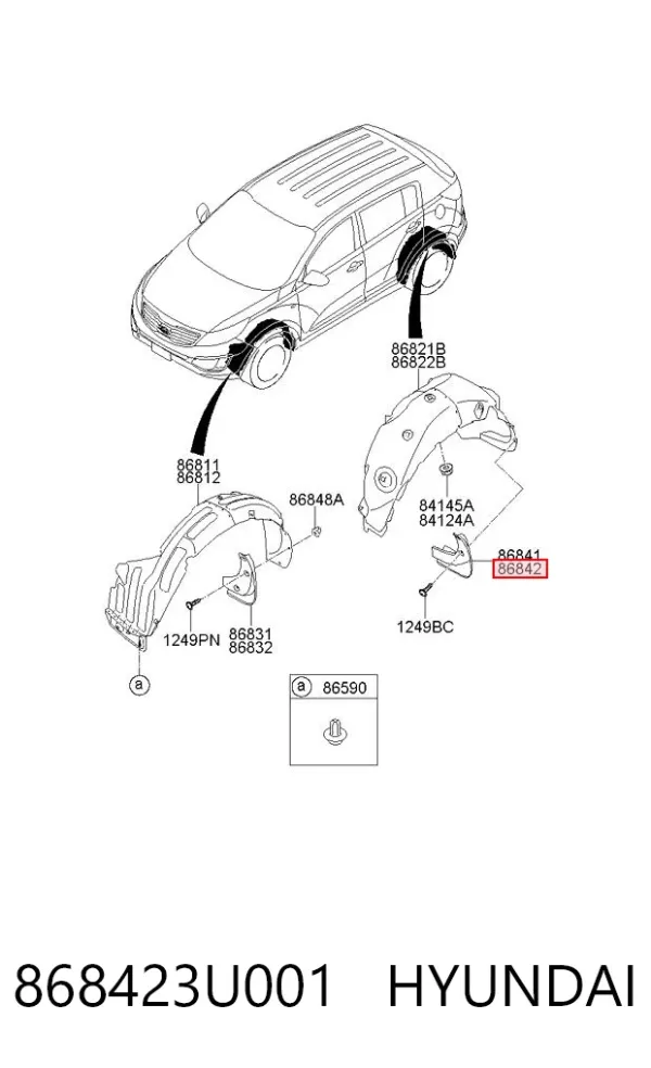 Chlapacz tylny prawy 868423U001 Hyundai/Kia