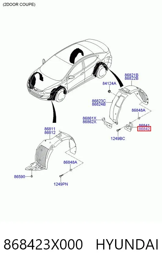 Chlapacz tylny prawy 868423X000 Hyundai/Kia