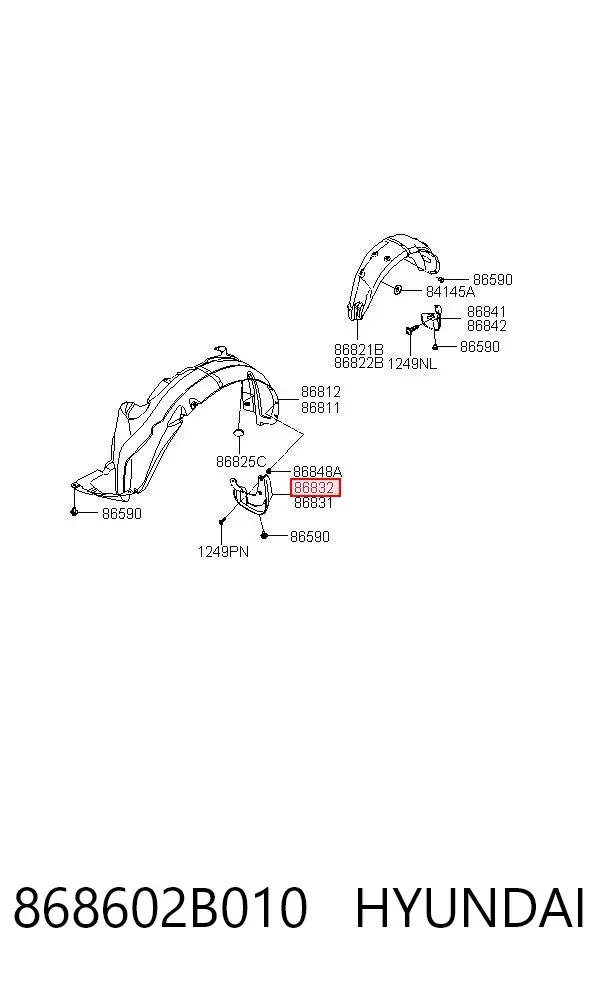 Chlapacz przedni prawy 868602B010 Hyundai/Kia