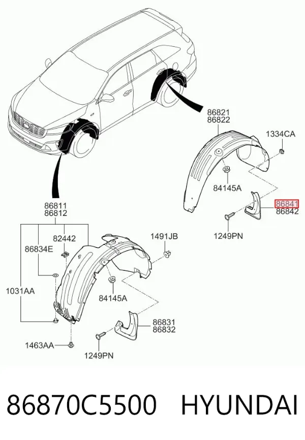 Chlapacz tylny lewy 86870C5500 Hyundai/Kia