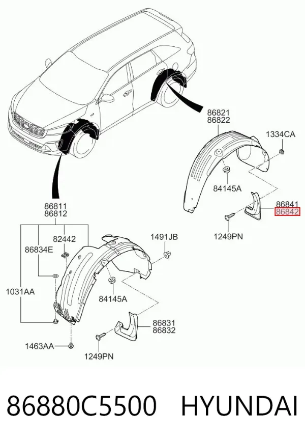 Chlapacz tylny prawy 86880C5500 Hyundai/Kia